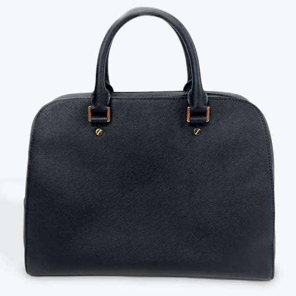 Michael Kors Jet Set Saffiano Leather Large Satchel Bag (Black w/ Gold hardware) - Picture 2 of 8